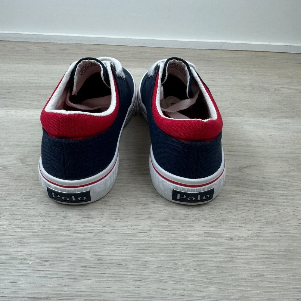 Polo Ralph Lauren Faxson Sneaker Boys 4 Navy Red Canvas Pony